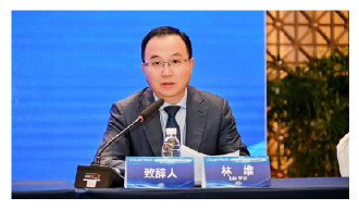西南政法大学校长林维在会议中发言